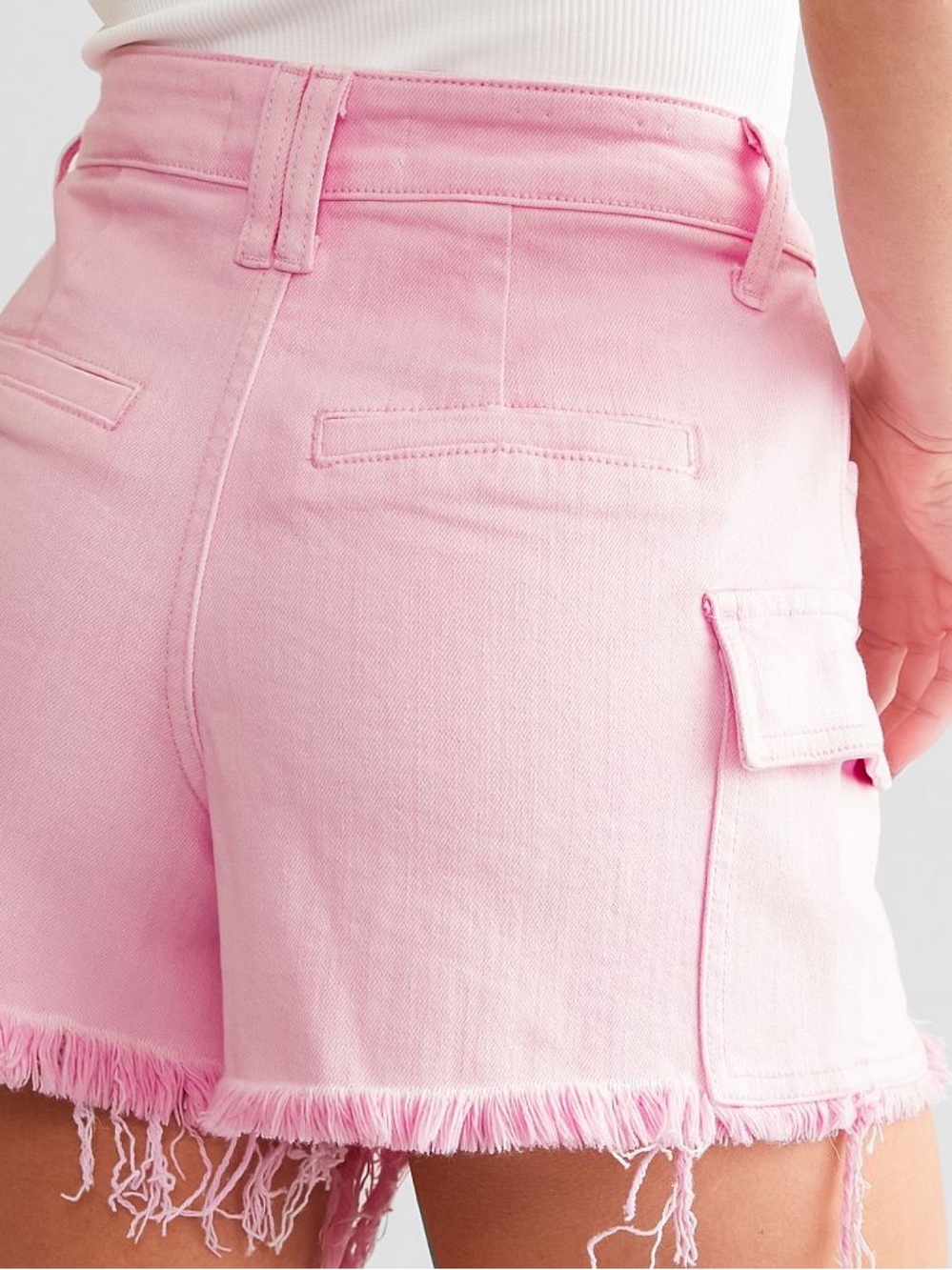 Flying Monkey Pink High-Rise Cargo Denim Shorts sz 30 - Picture 5 of 10